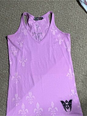 Black Label Lavender Fleur-de-Lis V-Neck Racerback Tank
